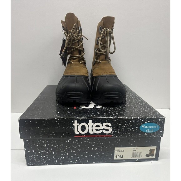 Totes Vermont men size 10 M winter boots brown suede upper and man made material - Picture 6 of 9